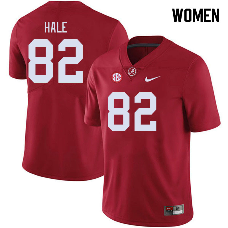Women #82 Jalen Hale Alabama Crimson Tide College Footabll Jerseys Stitched-Crimson